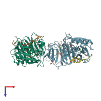 PDB entry 4fu4 coloured by chain, top view.