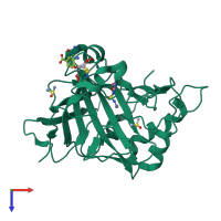 PDB entry 4fu5 coloured by chain, top view.