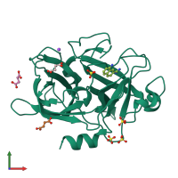 PDB entry 4fud coloured by chain, front view.