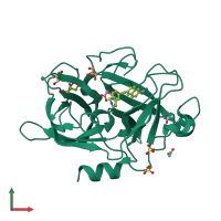PDB entry 4fue coloured by chain, front view.