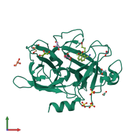 PDB entry 4fuf coloured by chain, front view.
