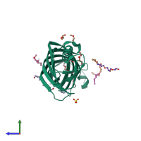 PDB entry 4fuv coloured by chain, side view.