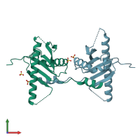 PDB entry 4fuw coloured by chain, front view.