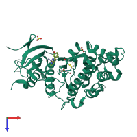 PDB entry 4fv4 coloured by chain, top view.