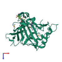 PDB entry 4fvn coloured by chain, top view.