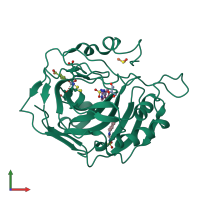 PDB entry 4fvo coloured by chain, front view.