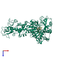 PDB entry 4fwf coloured by chain, top view.