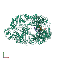PDB entry 4fwt coloured by chain, front view.