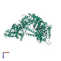 PDB entry 4fwt coloured by chain, top view.