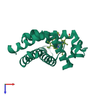 PDB entry 4fwx coloured by chain, top view.