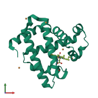 PDB entry 4fwy coloured by chain, front view.