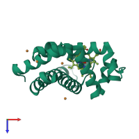 PDB entry 4fwy coloured by chain, top view.