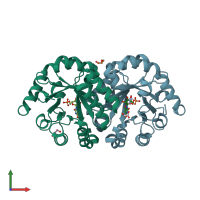 PDB entry 4fx6 coloured by chain, front view.