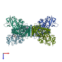 PDB entry 4fxf coloured by chain, top view.