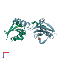 PDB entry 4fxh coloured by chain, top view.