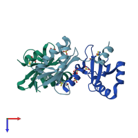PDB entry 4fxi coloured by chain, top view.
