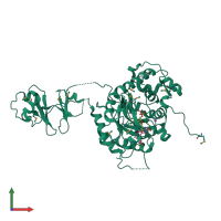 PDB entry 4fxs coloured by chain, front view.
