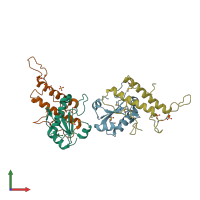 PDB entry 4fxw coloured by chain, front view.