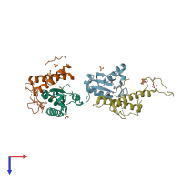 PDB entry 4fxw coloured by chain, top view.