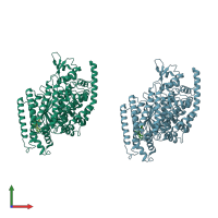 PDB entry 4fxy coloured by chain, front view.