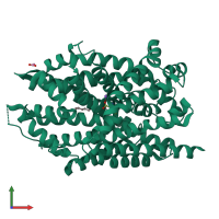 PDB entry 4fxz coloured by chain, front view.