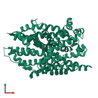 PDB entry 4fy0 coloured by chain, front view.