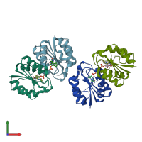 PDB entry 4fyi coloured by chain, front view.