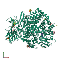 PDB entry 4fyq coloured by chain, front view.