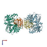PDB entry 4fyy coloured by chain, top view.