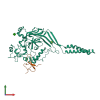 PDB entry 4fz1 coloured by chain, front view.