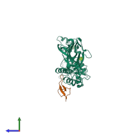 PDB entry 4fz1 coloured by chain, side view.