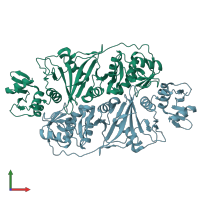 PDB entry 4fz2 coloured by chain, front view.