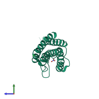 PDB entry 4fz4 coloured by chain, side view.