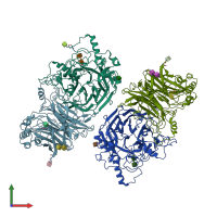 PDB entry 4fzh coloured by chain, front view.