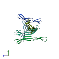 PDB entry 4fzq coloured by chain, side view.