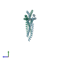 PDB entry 4fzs coloured by chain, side view.