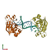 PDB entry 4fzz coloured by chain, front view.