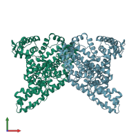 PDB entry 4g03 coloured by chain, front view.