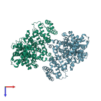 PDB entry 4g03 coloured by chain, top view.