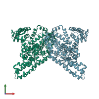 PDB entry 4g04 coloured by chain, front view.