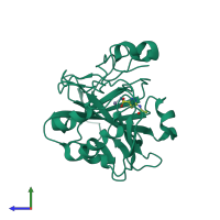 PDB entry 4g0c coloured by chain, side view.
