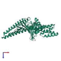 PDB entry 4g0h coloured by chain, top view.