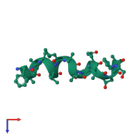 PDB entry 4g14 coloured by chain, top view.