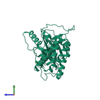 PDB entry 4g16 coloured by chain, side view.
