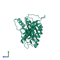 PDB entry 4g17 coloured by chain, side view.