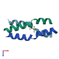 PDB entry 4g1a coloured by chain, top view.