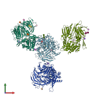 PDB entry 4g1f coloured by chain, front view.
