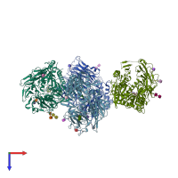 PDB entry 4g1f coloured by chain, top view.