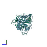 PDB entry 4g1j coloured by chain, side view.
