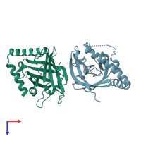 PDB entry 4g1j coloured by chain, top view.